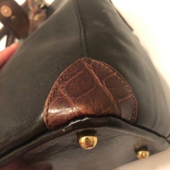 Rosetta Black Melbourne Leather Satchel | BRAHMIN Brahmin black brown Melbourne Leather satchel bag